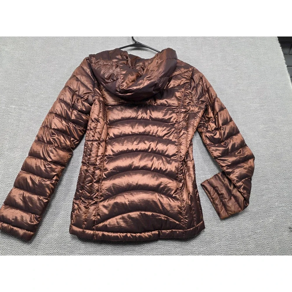 Andrew Marc Womens Packable Premium Down Puffer Jacket Metallic Bronze‎ Small